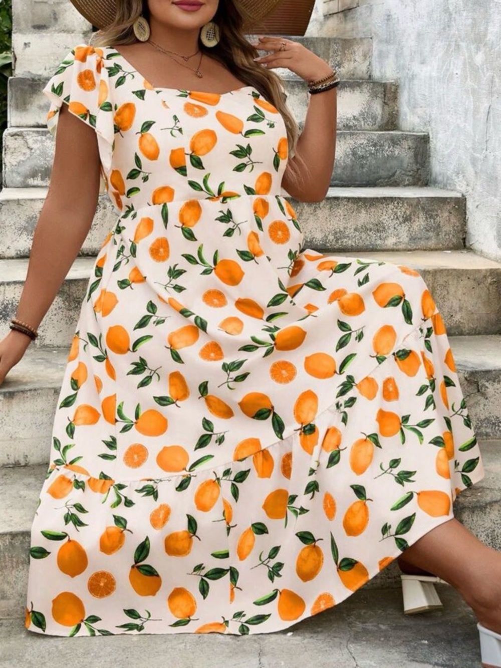 NWT Curve Plus Size Orange Print Summer Dress